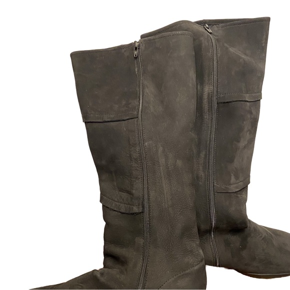 Arche Ln French Black Zip Side Closure Round Toe Knee High Genuine Suede Boots. - Picture 3 of 8